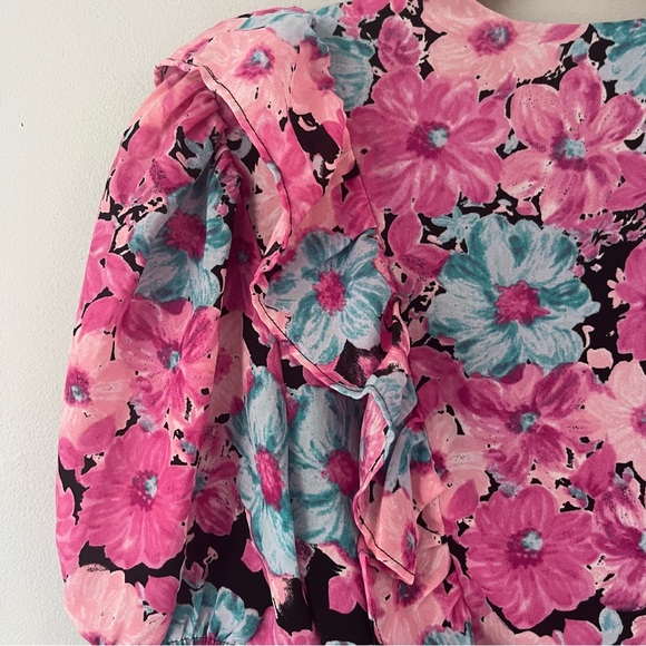 Wayf Floral Wrap Blouse, Sz Small - Picture 6 of 8